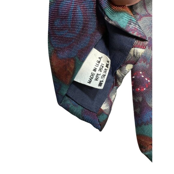 Don Loper Beverly Hills Floral Silk Tie Made In USA Teal & Purple 100% Silk - Picture 5 of 6
